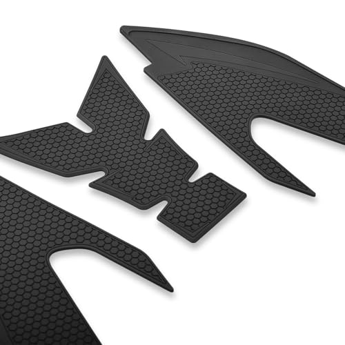 Motorcycle Non-Slip Rubber Gas Tank Pads with Knee Grips - 4-Piece Traction Side Protectors (for Yamaha Vehicle) YZF-R25 YZF-R3 (2019-2025) Fuel Tank Pad (Black) - color: Black