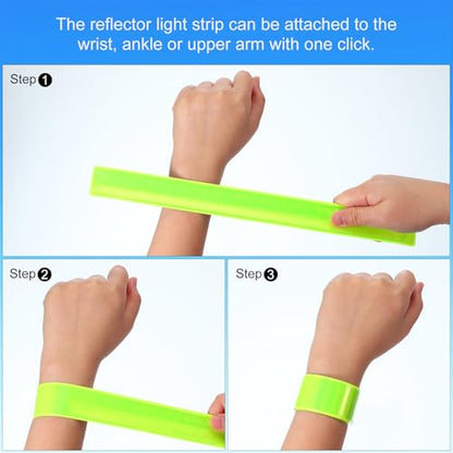 PATIKIL Reflective Slap Bands, Reflector Band Snap Bracelet Armbands High Visibility Safety Reflectors Wrist Strap Strips for Night Jogging Cycling Running - color: Light Blue