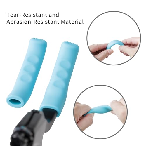 2 Pairs Silicone Brake Lever Covers for Bikes - Anti-Slip Handle Sleeves, Fits Mountain & Road Bicycles (Blue & Orange) - color: Blue and orange