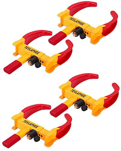 Tevlaphee Anti-Theft Wheel Lock Set, 8 Keyed Alike, Red-Yellow Color, Fits 11.8 Inch Tires, Easy Installation - color: Red-yellow-4 Pack
