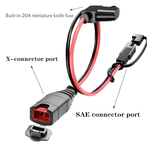 SAE Connector Compatible with NOCO Genius Smart Battery Charger GC004 X-Connect 12inch-16AWG,SAE Extension Cord Cable, 3 * 20A Fused Waterproof Plugs
