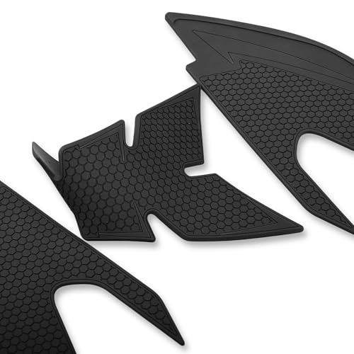 Motorcycle Non-Slip Rubber Gas Tank Pads with Knee Grips - 4-Piece Traction Side Protectors (for Yamaha Vehicle) YZF-R25 YZF-R3 (2019-2025) Fuel Tank Pad (Black) - color: Black