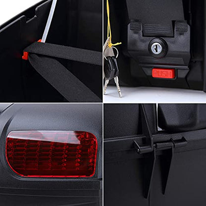 Universal Motorcycle Rear Top Box Tail Trunk Luggage Case,47 Litre Hard Case with Mounting Hardware, Black - size: 47L without LED
