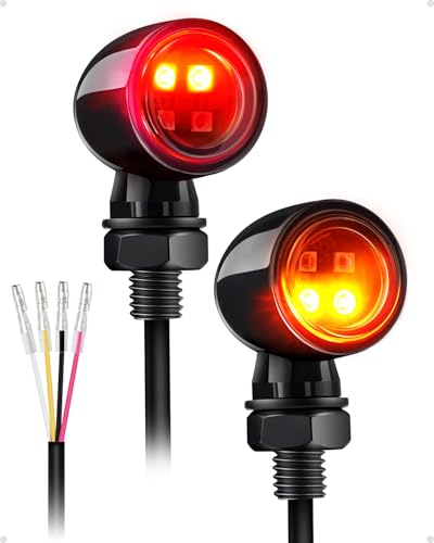 Mini Led Turn Signals Motorcycle Blinkers 4LEDs Red Amber Rear Turn Signals universal bullet signal lights Fit for Honda Yamaha Suzuki Kawasaki Harley Chopper Bobber - color: Amber+Red