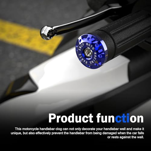 2 PCS Motorcycle Bar End Plug, Aluminum Alloy Handlebar Grip End Caps for Electric Car Scooters, Off-Road Motorcycles (Blue) - color: Blue