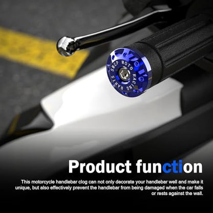 2 PCS Motorcycle Bar End Plug, Aluminum Alloy Handlebar Grip End Caps for Electric Car Scooters, Off-Road Motorcycles (Blue) - color: Blue