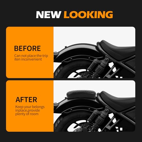 DREAMIZER Universal Black Motorcycle Solo Passenger Seat Rear Cushion 8 Suction Cups Compatible with Harley Davidson Sportster XL 883 1200 Forty Eight Dyna Chopper Bobber Custom (Diamond-Breathable) - style: Diamond Black (Breathable)