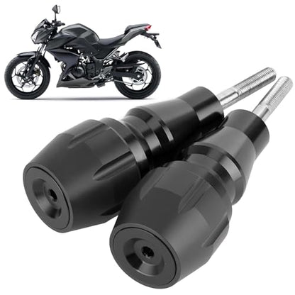Universal Motorcycle Frame Slider Kit, 10mm Stainless Steel Crash Bar Protector, Bike Engine Guard with Black ABS Pads