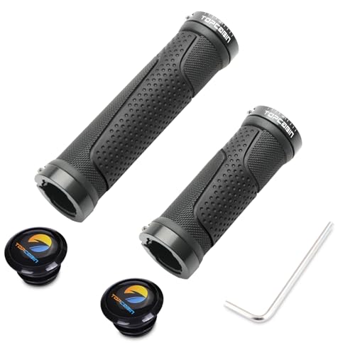 TOPCABIN Bike Handlebar Grips,Short Mini Bicycle Handlebar Grips Two-Color Rubber Bike Grips Fit Many Standard Bikes 2PCS 90MM Length - color: Aluminum Double Lock - Black - 130mm & 90mm