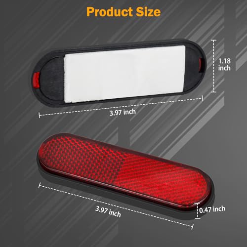 Universal Motorcycle Reflectors Red Safety Reflector Reflective Sticker Compatible with Bike, Bicycle, Trailer, Cars, Trucks, Boat, ATV, Dirt Bike, Driveway