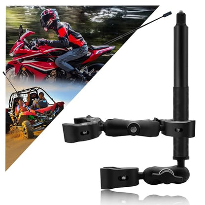 Motorcycle Double Clamp Mount Kit with 47" Invisible Selfie Stick compatible for Insta 360 X5-X Heavy-Duty Camera Bike Handbar Holder compatible for DJI Osmo Nano 360 Riding Record ATV UTV Boat