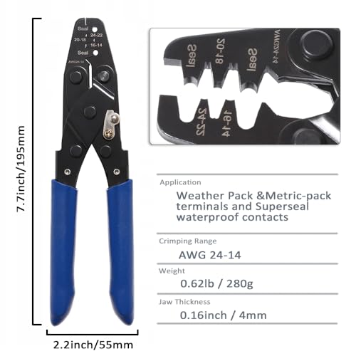Connector Pins Kit Terminal Pin Automotive Car Electrical 1/1.5/1.8/2.2/2.3/2.5/2.8/3.5mm Male&Female Wire Seals Removal Tool kit Motorcycle ATV Wire Non-Insulated Plug Crimp tools Set