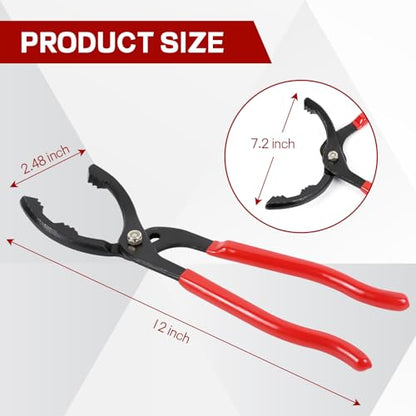 12" Adjustable Oil Filter Pliers, Oil Filters Removal Specialty Tool, 3-Position Oil Filter Wrench Removal Tool for 50-150mm Engine Filters, Conduit, Fittings, Car Accessories