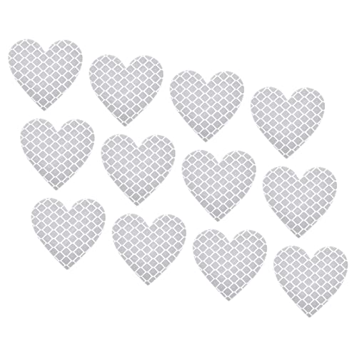 PATIKIL Reflective Stickers, 12 Pack 1.61 x 1.57 Inch Waterproof Adhesive High Visibility Night Caution Warning Heart Shape Safety Tape Reflector for Trucks Trailers Cars, Silver - color: Silver