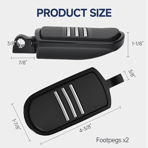 Motorcycle Passenger Foot Pegs, Aluminum Highway Pegs Male Mount Footrest Fit For Harley Touring Street Glide Road King Road Electra Glide Sportster Dyna Softail (Black) - color: 1#Black