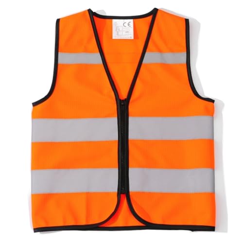 High Visibility Kids Safety Vest, Toddler Construction Vest, Reflective Safety Vest for Kids Ages 1-3 for Cycling Running & Outdoor Activities Orange XXS/Zipper - color: Orange, size: XX-Small