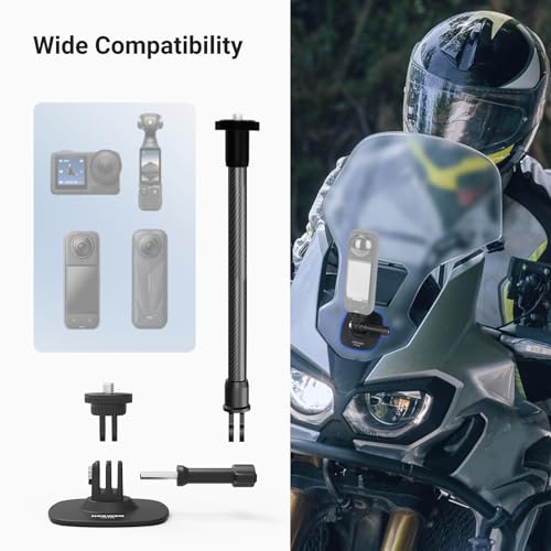 NEEWER Flexible Helmet Mount with Extension Pole Compatible with Insta 360 GoPro DJI, Adhesive Action Camera Holder Base Adapter for POV Video Recording Live Streaming, for 1/4" Accessories, AC060 - style: AC060