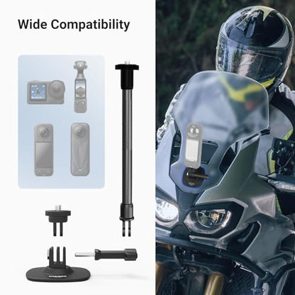 NEEWER Flexible Helmet Mount with Extension Pole Compatible with Insta 360 GoPro DJI, Adhesive Action Camera Holder Base Adapter for POV Video Recording Live Streaming, for 1/4" Accessories, AC060 - style: AC060