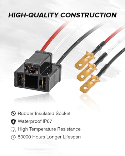 BICYACO 2PCS H4 9003 HB2 Wire Wiring Harness Sockets for 4"x6" 7"x6" 5"x7" Inch Sealed Beam Car Truck Headlights Pickup Heavy Duty Headlamp - color: H4 9003 HB2 Wire Harness