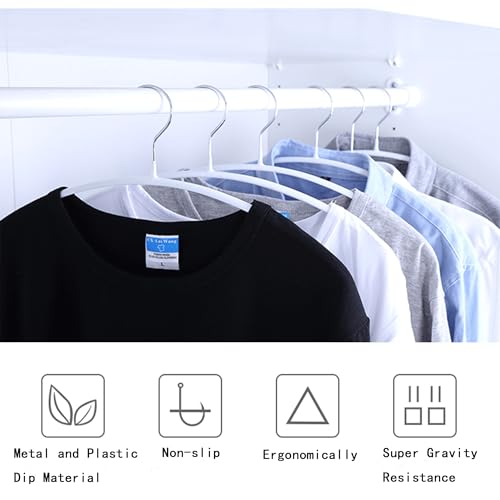 Gold Hangers 20 Pack - Heavyduty Non Slip Slimline Suit Jacket T Shirt Hangers - Space Saving (White) - color: White