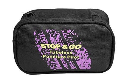 Stop & Go 6000 24 Piece Tubeless Puncture Pilot Tire Repair Kit & Air Compressor for Flats on Motorcycle, Scooter, ATV, UTV, Golf Cart, & Mower (15 Plugs) - size: 24 Piece Tubeless Puncture Pilot Tire Repair Kit