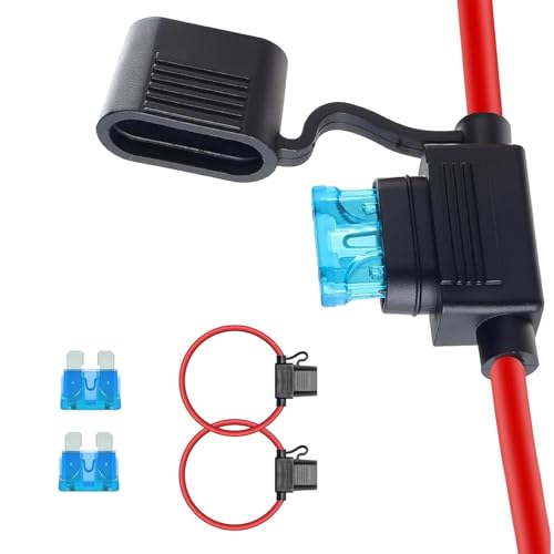 2PCS Inline Fuse Holders, 16 AWG Car Gauge Inline Fuses, Waterproof Fuse Holder with Standard Blade Fuses for Automotive, Marine, Golf Cart Lighting, Electrical Circuits - color: blue