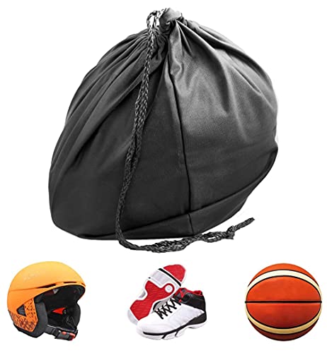 18.5" x 16.5" Storage Bag for Helmet, Carrying Case for Motorcycle Riding Bicycle Sports Multi-purpose Locking Drawstring Bags 47 x 42 cm Black