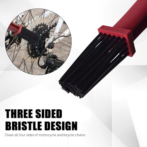2PCS Bike or Motorcycle Chain Washer, Bicycle Cleaning Chain Double-Ended Brush, Black Durable Motor Chain Gears Cleaning Square Head Brushes, Universal Cleaning Tool (Red+Blue) - color: Red+Blue