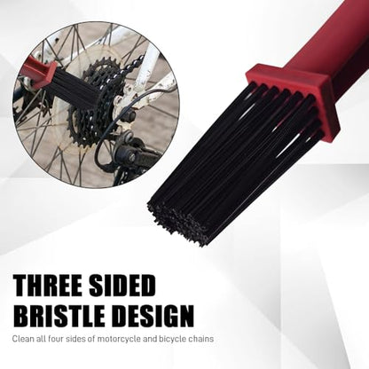 2PCS Bike or Motorcycle Chain Washer, Bicycle Cleaning Chain Double-Ended Brush, Black Durable Motor Chain Gears Cleaning Square Head Brushes, Universal Cleaning Tool (Red+Blue) - color: Red+Blue
