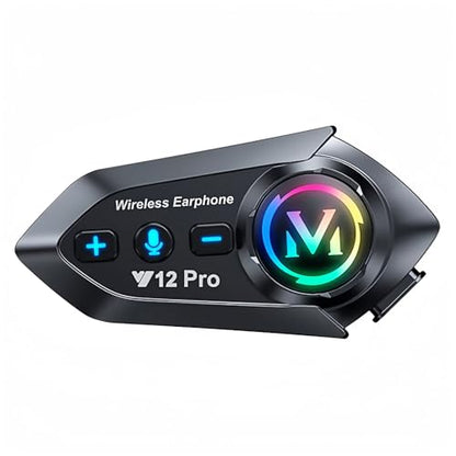 Motorcycle Helmet Bluetooth Headset 2 Way Intercom 550 Yards,HIFI Sound,Noise Cancellation,Music Share,1000mAh,Helmet Speakers Headphones FM,Easy to Connect/Use with Gloves,Waterproof,Voice Assistant