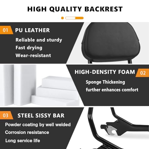 CHIFUN Detachable Rear Passenger Backrest Sissy Bar Compatible with Harley Fat Boy Breakout FLFB FLFBS FXBR FXBRS 2018-2025