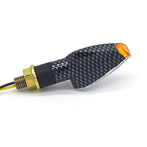 Mini Stalk Arrow Light Motorcycle Turn Signals Lights 10mm Universal Motorbike LED Indicator Blinker Amber Lamp(2 pcs) - color: Plaid-White