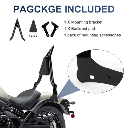 25" Rear Passenger Backrest - PSLER Vulcan S650 Sissy Bar Detachable Sissy Bar with Pad for Vulcan S EN 650 VN650 S650 650cc 2015-2024