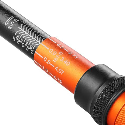VEVOR 3/8 Inch Drive Torque Wrench, 10-100 ft.lb/13.6-135.6 Nm, Dual-Direction Adjustable Click Torque Wrench with 1/2 & 1/4 adapter, 3" Extension Bar, for Automobile Repair - size: 10-100FT.LB, style: 3/8-inch
