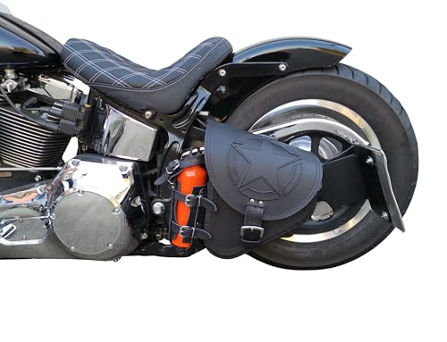 Fortuna Black Swing Arm Bag Biker Bag Hardtail Frame compatible with Harley Davidson Fatboy Left Breakout Fat Bob Side HD Special Edition Side Bag