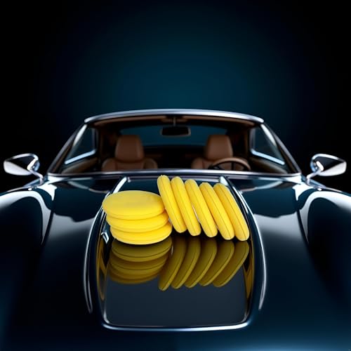 8Pcs Car Waxing Polish Sponges,Yellow Car Waxing Polish Sponges 10cm Car Detailing Applicator Pads Round Pocket Microfiber Foam,Body Repair Tools
