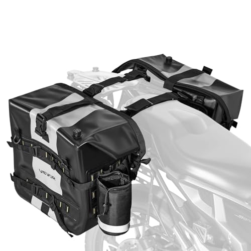 VEVOR Motorcycle Saddle Bags, 56L(28L*2) Waterproof Motorcycle Luggage Saddlebags Set of 2 with Detachable Shoulder Strap, Heavy-Duty Shoulder Bag Fit for Most Outdoor Adventure Sports Motorbike