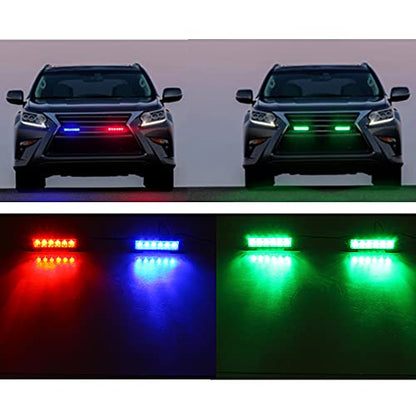 LED Emergency Strobe Lights Bar 2Pcs Red Blue Change Green Double Color Warning Police Grille Lights Bar Surface Mount Fit for Motorcycle POV Utility Vehicle Construction Vehicle and Tow Truck Van - color: Red Blue Change Green