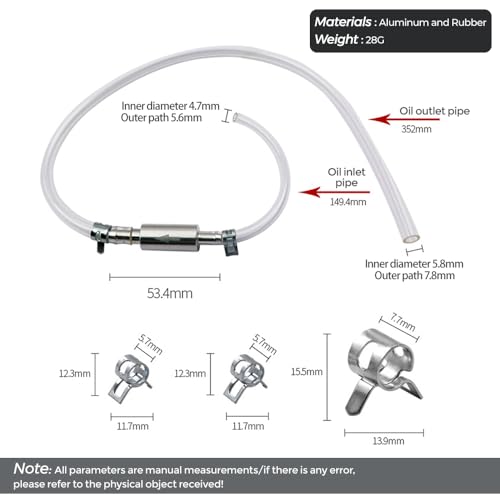 2 Sets Brake Bleeder Hose, One Way Check Valve Brake Bleeding Kit for Motorcycle Clutch, Brake Fluid Bleeder Tube with Aluminum Valve, PVC Hose, Screw Caps and Spring Clips