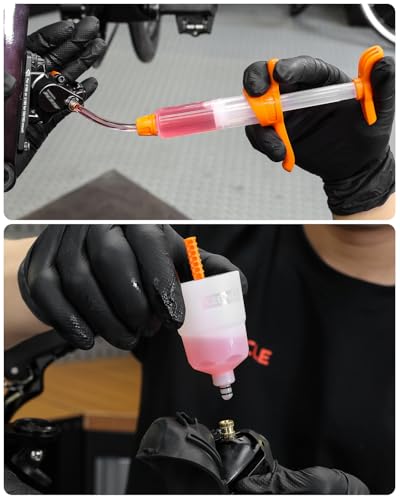 Brake Bleed Kit for Shimano & SRAM, Hydraulic Bike Brake Bleeding Tool Kit for MTB & Road Bikes, Includes 10 Brass Connectors, Visual Oil Cup & Storage Base | Hydraulic Disc Brake Bleed Kit with 10 Brass Connectors - size: Compatible with 200+ Models