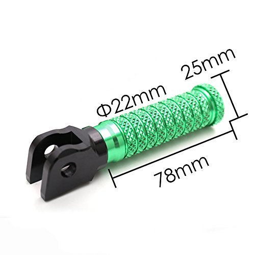 MC MOTOPARTS POLE Green CNC Front Foot Pegs Compatible with YZF R3 2015-2017 - color: Green, size: Standard