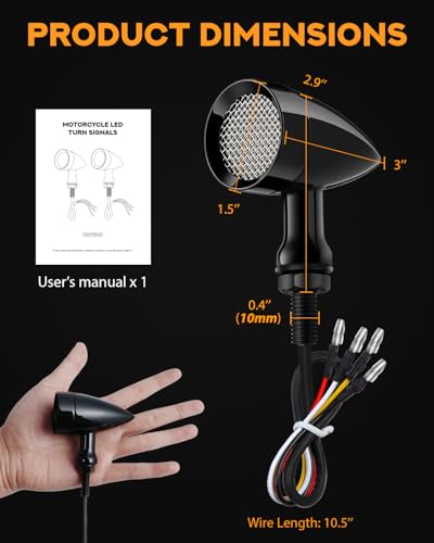 PBYMT Motorcycle LED Turn Signals Bullet,SMD Blinker Lights,Rear Turn Signals Compatible with Honda Yamaha Suzuki Kawasaki Harley Dyna (10mm Mounting Hole) - size: 10mm Mounting Hole