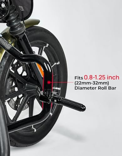 KEMIMOTO Folding CNC Highway Pegs Universal Fit 7/8"-1.25" Crash Bar Footpegs Compatible with Ninja 500 400 Tenere 700 TW200 22mm-32mm Motorcycle Highway Footrest for Sport Bike Dual Sport Adventure