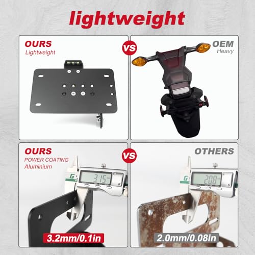 Xitomer Universal Side License Plate Holder Motorcycle License Plate Bracket With Led Plate Light Universal Side Fender Eliminator Side Motorcycle Tail Tidy