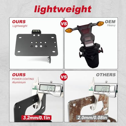 Xitomer Universal Side License Plate Holder Motorcycle License Plate Bracket With Led Plate Light Universal Side Fender Eliminator Side Motorcycle Tail Tidy