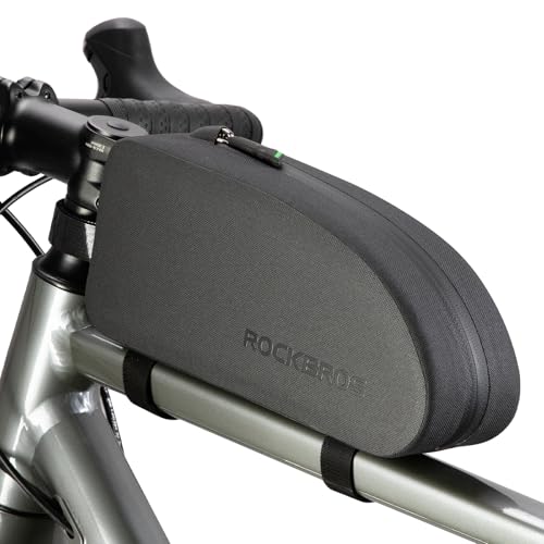 ROCKBROS Top Tube Bike 100% Waterproof Bag Bicycle Front Frame Bag Phone Bag Bike Accessories Pouch for MTB Road City Bike Compatible with Phone Under 6.8” (New Straps) - color: Black, size: 1.6L
