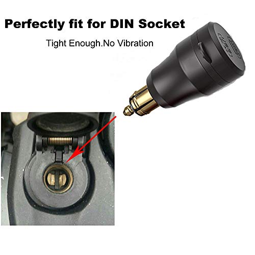 iMESTOU Aluminum DIN Plug 30W 5A Power Delivery Motorcycle Dual USB Charger QC 3.0 Quick Charge Power Adapter Waterproof Fits for 12V-24V BMW Ducati Triumph DIN Socket - color: Black