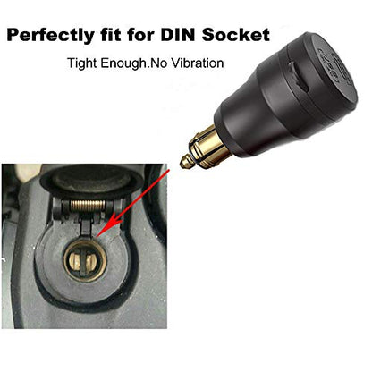iMESTOU Aluminum DIN Plug 30W 5A Power Delivery Motorcycle Dual USB Charger QC 3.0 Quick Charge Power Adapter Waterproof Fits for 12V-24V BMW Ducati Triumph DIN Socket - color: Black