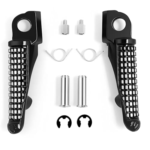 Kawasaki Motorcycle Footpeg Front Foot Pegs Footrest for Kawasaki Ninja ZX-10R ZX-14 ZX6R ZX9R ZX12R ZX636 EX650 650R KLE650 Z1000SX ZZR1200 GTR1400 ZZR1400 - color: Black#Front
