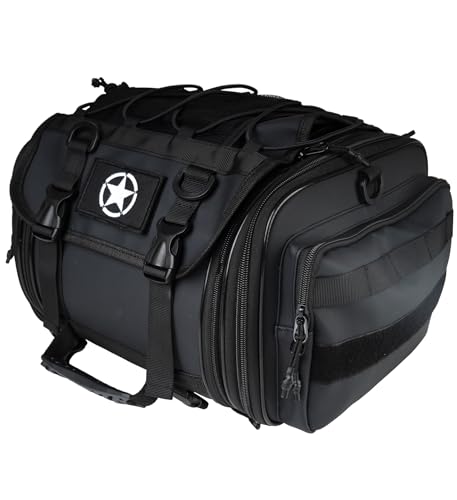 Motorcycle Travel Luggage Bags, Expandable Rear Tail Saddle Bag | 40L Storage Capacity, Helmet Bag, With Straps, Motorbike - style: Saddle Middle Bag